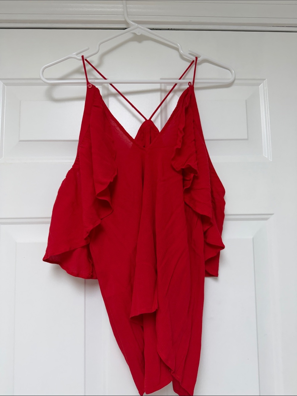 Express Red Ruffle Tank - Picture 5 of 5